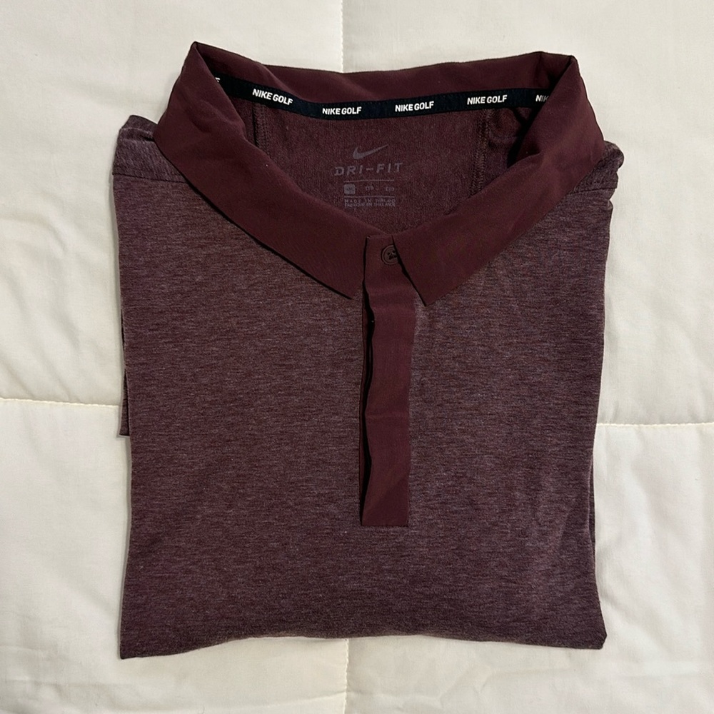 Men’s XXL Dri-Fit Nike Golf Long Sleeve Polo. Burgundy